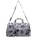 Elegant Purple Floral Jacquard Mesh Lace Fabric Sports Gym Duffle Bag with Shoe Compartment