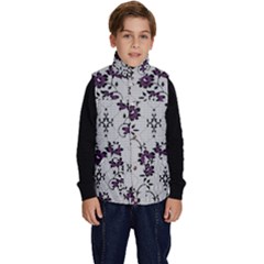 Elegant Purple Floral Jacquard Mesh Lace Fabric Kid s Button Up Puffer Vest from ArtsNow.com