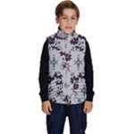 Elegant Purple Floral Jacquard Mesh Lace Fabric Kid s Button Up Puffer Vest