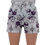 Elegant Purple Floral Jacquard Mesh Lace Fabric Sleepwear Shorts