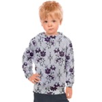 Elegant Purple Floral Jacquard Mesh Lace Fabric Kids  Hooded Pullover