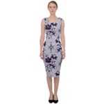 Elegant Purple Floral Jacquard Mesh Lace Fabric Sleeveless Pencil Dress