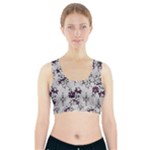 Elegant Purple Floral Jacquard Mesh Lace Fabric Sports Bra With Pocket