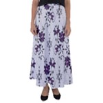 Elegant Purple Floral Jacquard Mesh Lace Fabric Flared Maxi Skirt