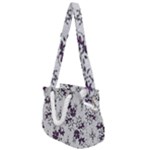 Elegant Purple Floral Jacquard Mesh Lace Fabric Rope Handles Shoulder Strap Bag