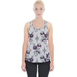 Elegant Purple Floral Jacquard Mesh Lace Fabric Piece Up Tank Top