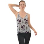 Elegant Purple Floral Jacquard Mesh Lace Fabric Chiffon Cami