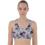 Elegant Purple Floral Jacquard Mesh Lace Fabric Back Weave Sports Bra