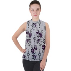 Mock Neck Chiffon Sleeveless Top 