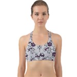 Elegant Purple Floral Jacquard Mesh Lace Fabric Back Web Sports Bra