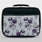 Elegant Purple Floral Jacquard Mesh Lace Fabric Lunch Bag