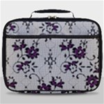 Elegant Purple Floral Jacquard Mesh Lace Fabric Full Print Lunch Bag