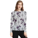 Elegant Purple Floral Jacquard Mesh Lace Fabric Women s Long Sleeve Rash Guard