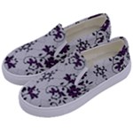 Elegant Purple Floral Jacquard Mesh Lace Fabric Kids  Canvas Slip Ons