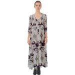 Elegant Purple Floral Jacquard Mesh Lace Fabric Button Up Boho Maxi Dress