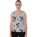 Elegant Purple Floral Jacquard Mesh Lace Fabric Velvet Tank Top