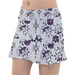 Elegant Purple Floral Jacquard Mesh Lace Fabric Classic Tennis Skirt