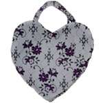 Elegant Purple Floral Jacquard Mesh Lace Fabric Giant Heart Shaped Tote