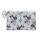 Elegant Purple Floral Jacquard Mesh Lace Fabric Canvas Cosmetic Bag (Medium)