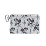 Elegant Purple Floral Jacquard Mesh Lace Fabric Canvas Cosmetic Bag (Small)