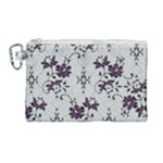 Elegant Purple Floral Jacquard Mesh Lace Fabric Canvas Cosmetic Bag (Large)