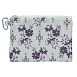 Elegant Purple Floral Jacquard Mesh Lace Fabric Canvas Cosmetic Bag (XL)