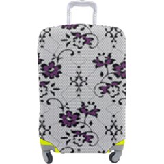 Elegant Purple Floral Jacquard Mesh Lace Fabric Luggage Cover (Large) from ArtsNow.com