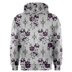 Elegant Purple Floral Jacquard Mesh Lace Fabric Men s Overhead Hoodie