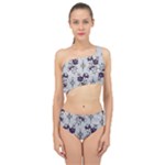 Elegant Purple Floral Jacquard Mesh Lace Fabric Spliced Up Two Piece Swimsuit