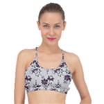 Elegant Purple Floral Jacquard Mesh Lace Fabric Basic Training Sports Bra