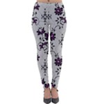 Elegant Purple Floral Jacquard Mesh Lace Fabric Lightweight Velour Leggings