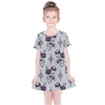 Elegant Purple Floral Jacquard Mesh Lace Fabric Kids  Simple Cotton Dress