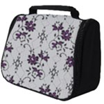 Elegant Purple Floral Jacquard Mesh Lace Fabric Full Print Travel Pouch (Big)