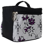 Elegant Purple Floral Jacquard Mesh Lace Fabric Make Up Travel Bag (Big)