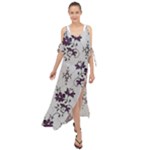 Elegant Purple Floral Jacquard Mesh Lace Fabric Maxi Chiffon Cover Up Dress