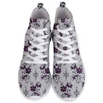 Elegant Purple Floral Jacquard Mesh Lace Fabric Men s Lightweight High Top Sneakers