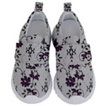 Elegant Purple Floral Jacquard Mesh Lace Fabric Kids  Velcro No Lace Shoes