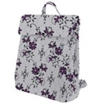 Elegant Purple Floral Jacquard Mesh Lace Fabric Flap Top Backpack