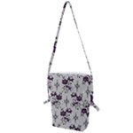 Elegant Purple Floral Jacquard Mesh Lace Fabric Folding Shoulder Bag