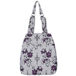 Elegant Purple Floral Jacquard Mesh Lace Fabric Center Zip Backpack