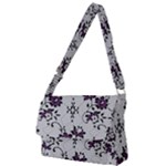 Elegant Purple Floral Jacquard Mesh Lace Fabric Full Print Messenger Bag (S)