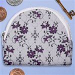 Elegant Purple Floral Jacquard Mesh Lace Fabric Horseshoe Style Canvas Pouch