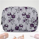 Elegant Purple Floral Jacquard Mesh Lace Fabric Make Up Pouch (Small)