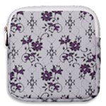 Elegant Purple Floral Jacquard Mesh Lace Fabric Mini Square Pouch