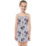 Elegant Purple Floral Jacquard Mesh Lace Fabric Kids  Summer Sun Dress