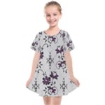 Elegant Purple Floral Jacquard Mesh Lace Fabric Kids  Smock Dress