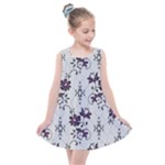 Elegant Purple Floral Jacquard Mesh Lace Fabric Kids  Summer Dress