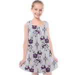 Elegant Purple Floral Jacquard Mesh Lace Fabric Kids  Cross Back Dress