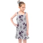 Elegant Purple Floral Jacquard Mesh Lace Fabric Kids  Overall Dress