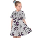 Elegant Purple Floral Jacquard Mesh Lace Fabric Kids  Sailor Dress